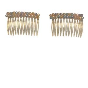 Vintage Hair Side Comb Set BEADED Retro 1980